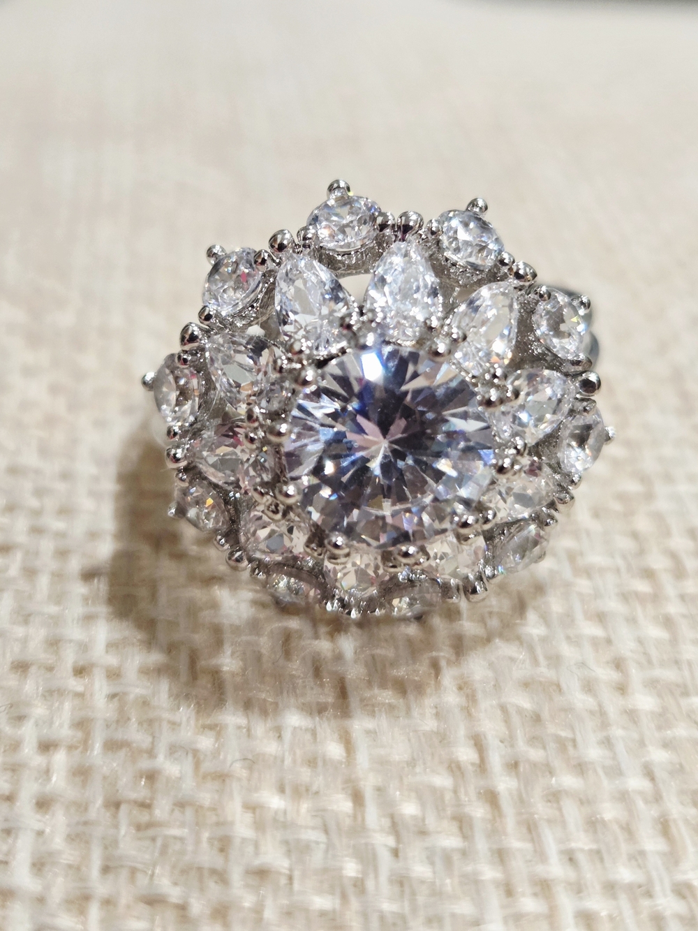 Silver-Tone Clear Statement Ring - Women Jewelry~ Size 9